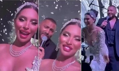بفيديو مثير للجدل.. عروسة تونسية تحتضن تامر حسني وتترك عريسها