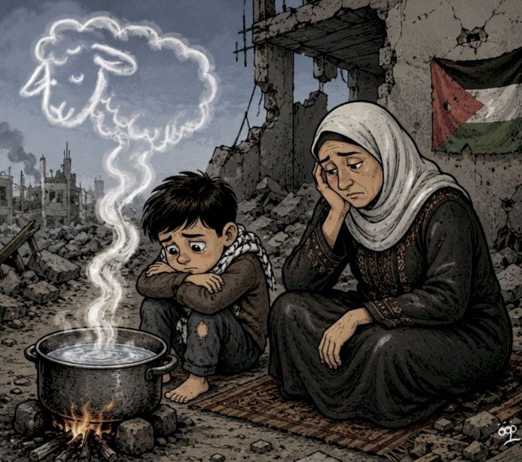 كاريكاتير  العرب مباشر.. أضحية من بخار يرصد معاناة أهالي غزة في عيد الأضحى